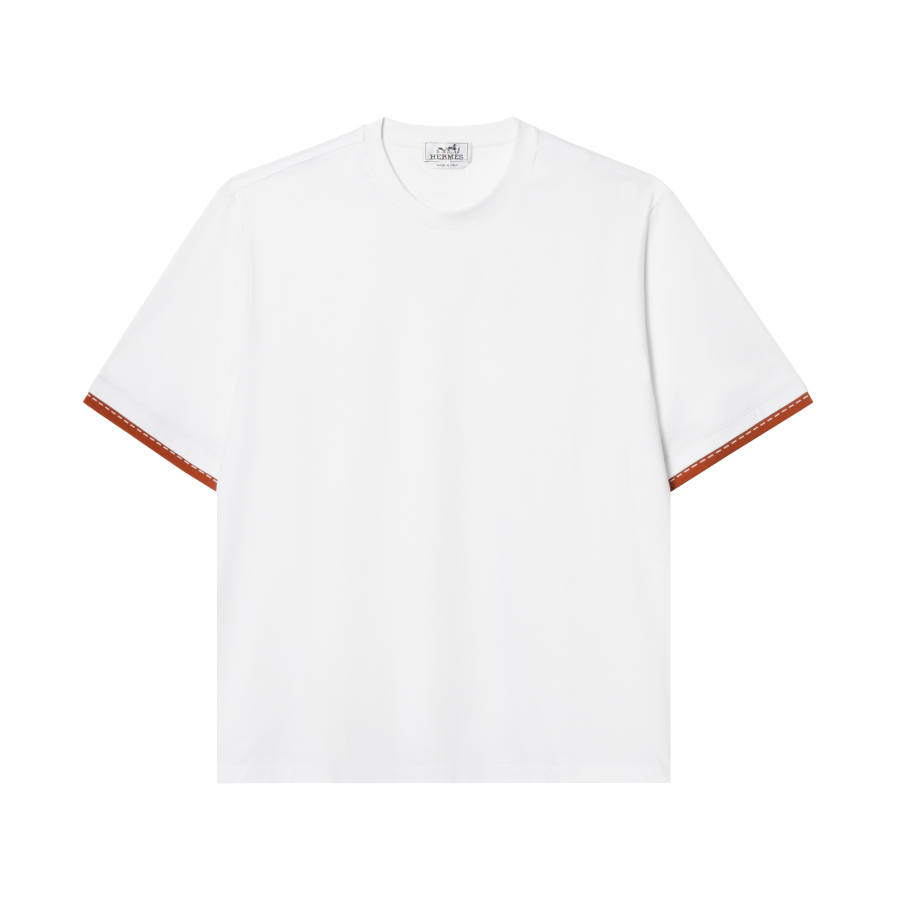 HERMES T Shirts Men's White Crew Neck Moderate