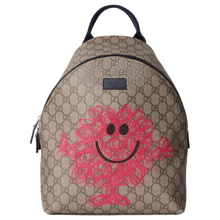 GUCCI X Little Miss Collaboration GG Supreme Zip Closure Backpack Kids' Beige & Brown