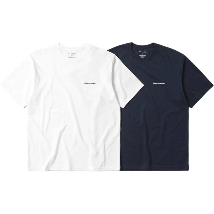 Thisisneverthat Thisisneverthat SS26 SP Logo Cooling Performance Tee White/Navy T Shirt Unisex 2 Pack