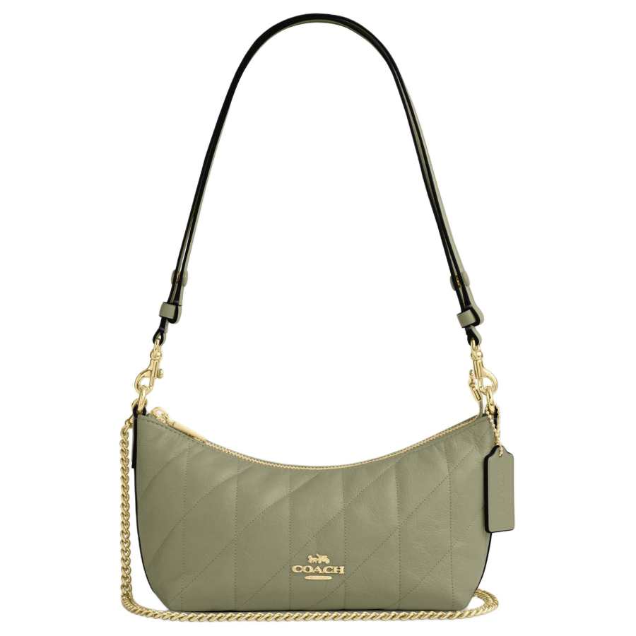 COACH Cow Leather Portable Crossbody Bag, Shoulder Bag Medium Women's Olive Green