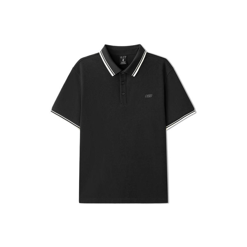 Skechers Polo Shirts Men's Carbon Black/0018 Polo Collar Moderate