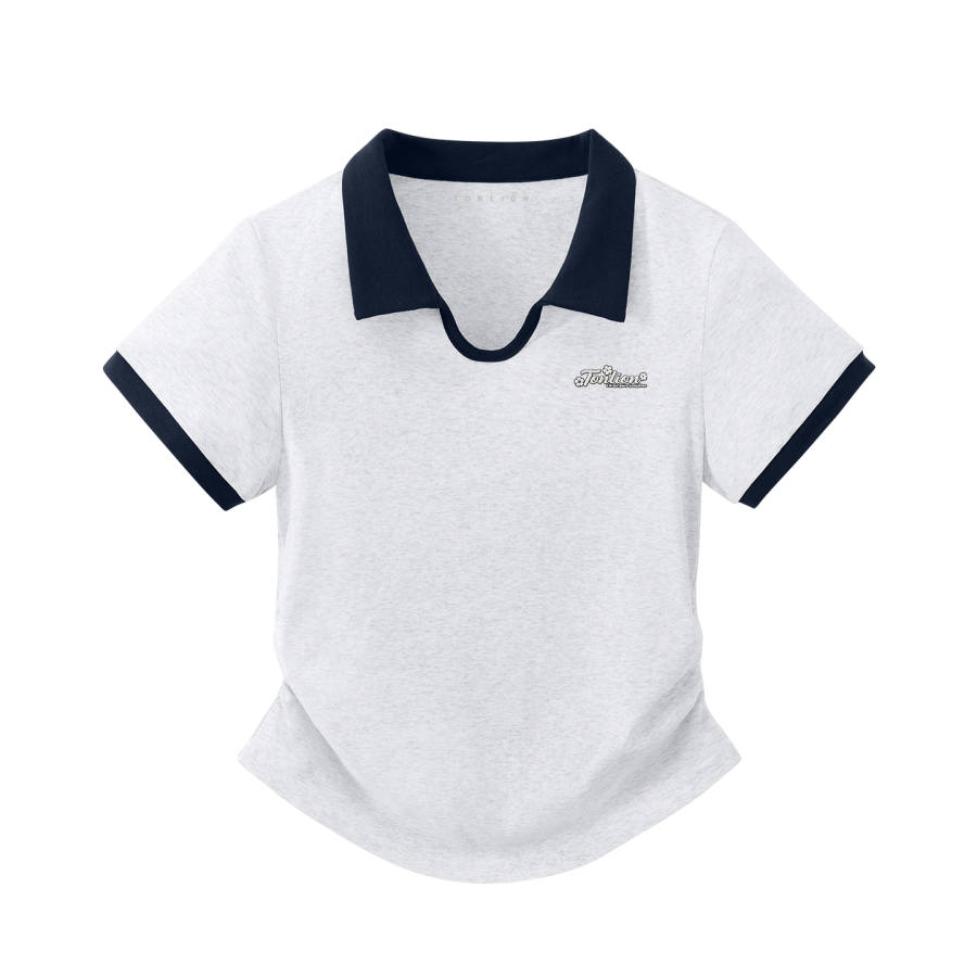 Tonlion T Shirts Women's Polo Collar Moderate Nipped In Waist