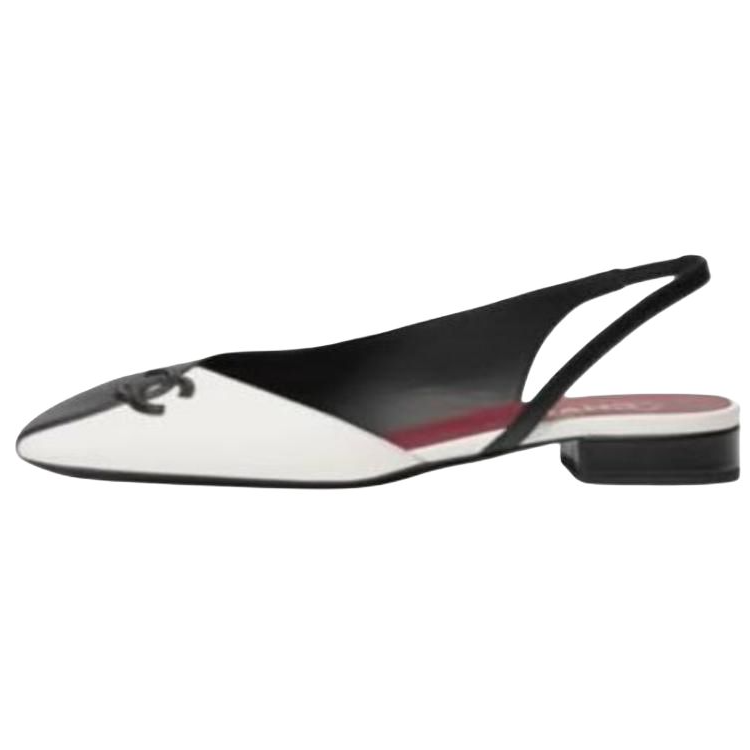 CHANEL 26S Sheepskin Casual Shoes 2cm Women's White Black