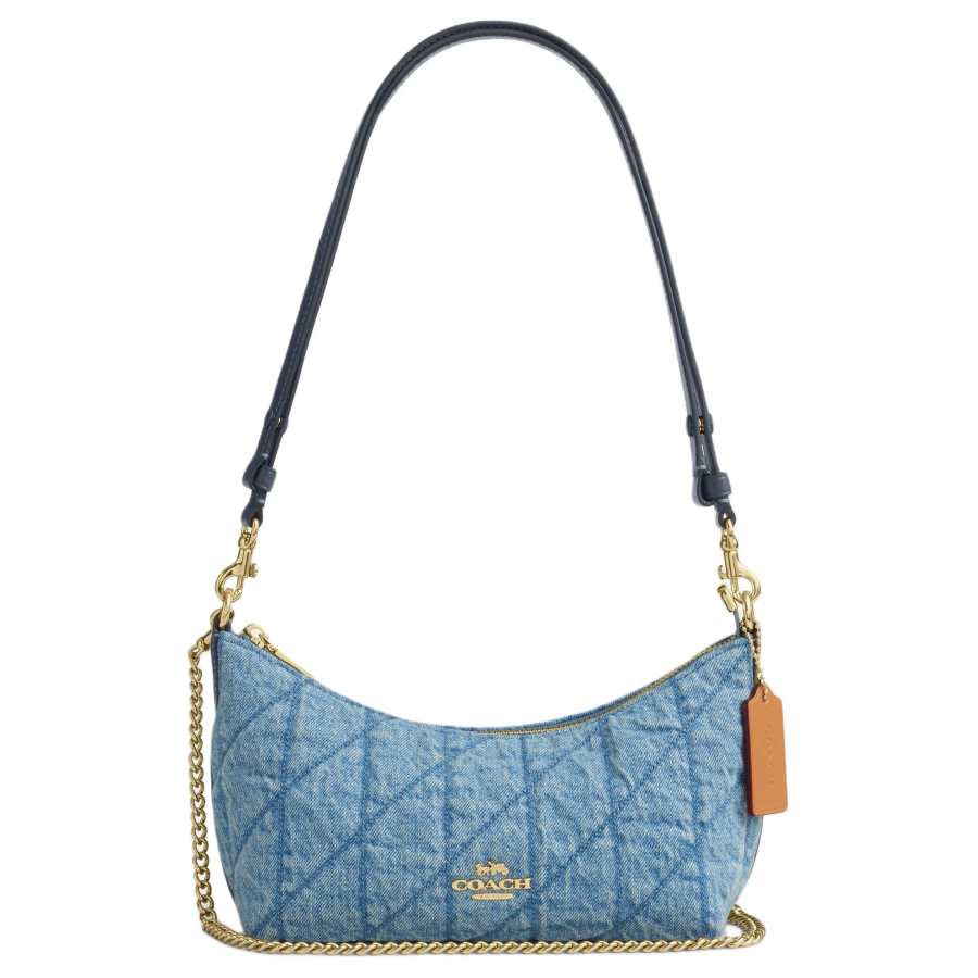COACH Fabric With Cow Leather Portable Crossbody Bag, Shoulder Bag Medium Women's Indigo