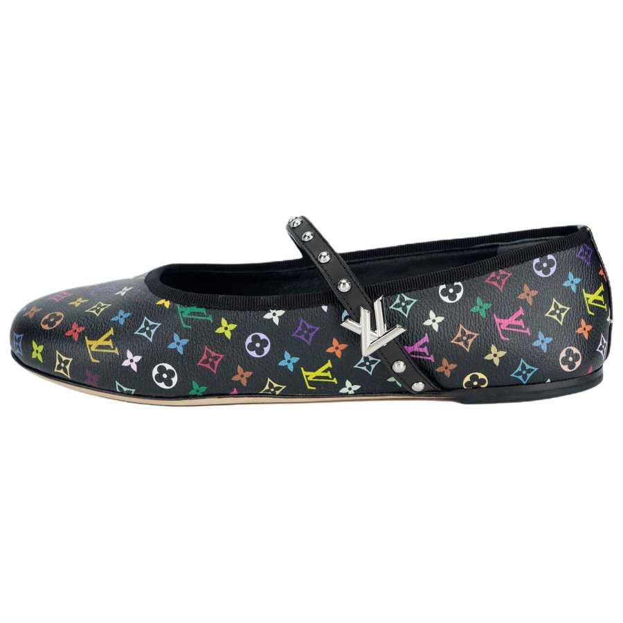 LOUIS VUITTON x Takashi Murakami Collaboration Romy Flat Mary Jane Shoes Women's Black