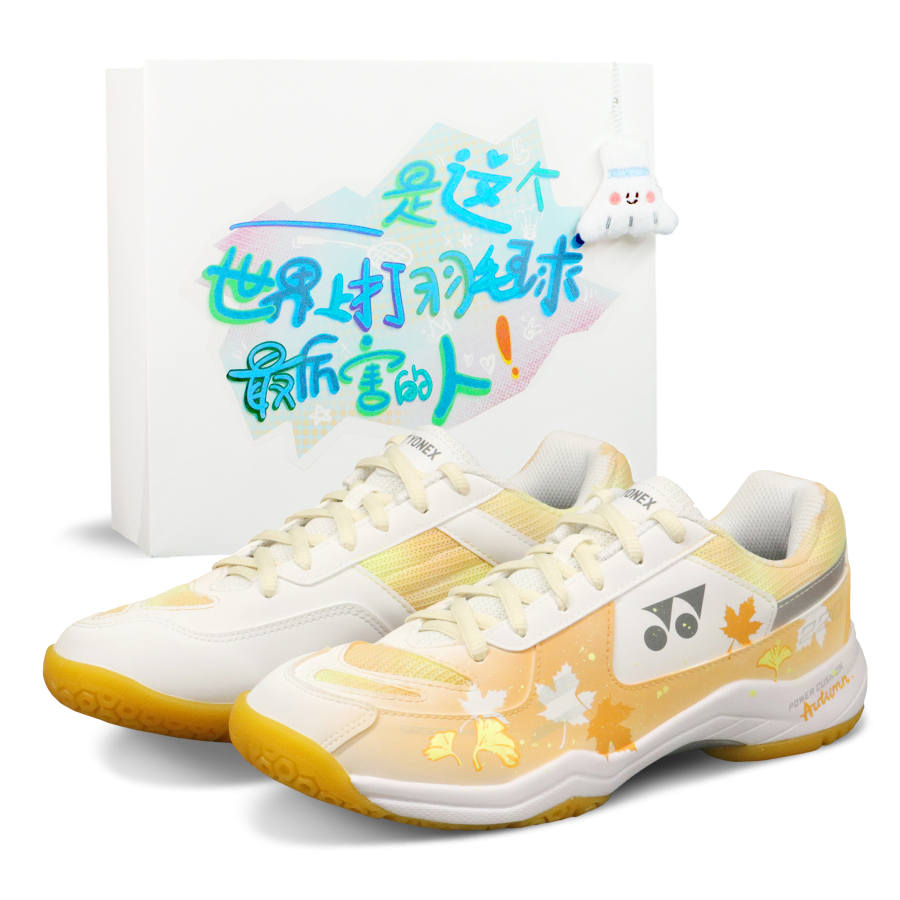 YONEX Power Cushion Cushioning Abrasion Resistant Breathable Low top Badminton Shoes Unisex White Yellow