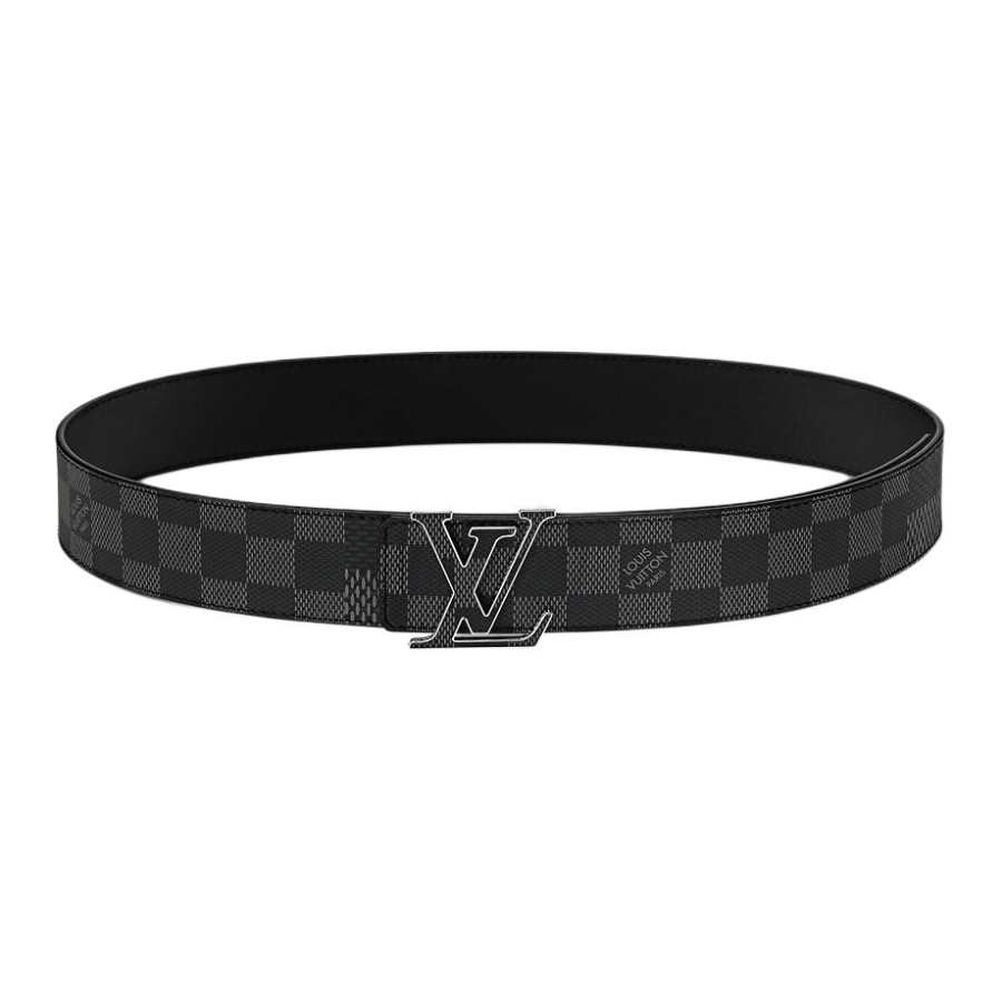 LOUIS VUITTON LOUIS VUITTON Initiales Canvas, Cow Leather Belts Men's Dark Gray Width 4cm