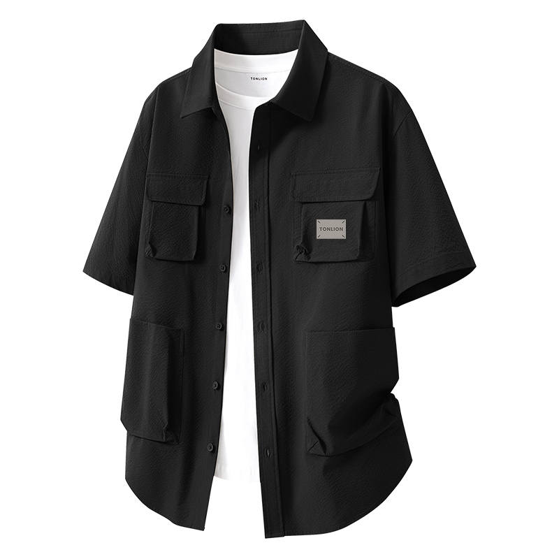 Tonlion Shirts Unisex Lapel Moderate Workwear