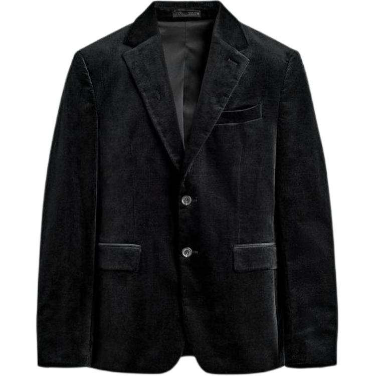 ZARA Business Suits Men's Black Notch Lapel Moderate Business Suit