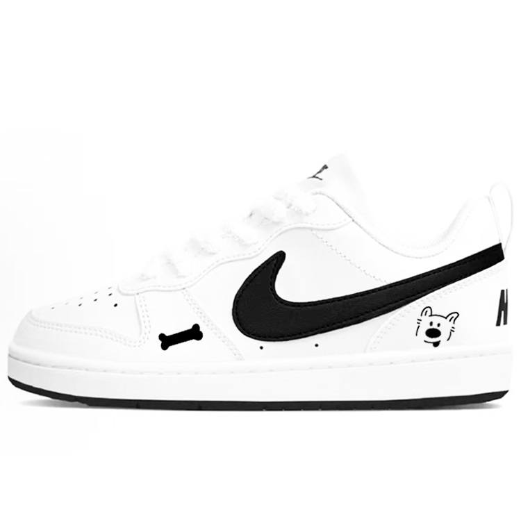 Nike Nike Court Borough Bone Puppy Synthetic Leather Cushioning Abrasion Resistant Low top Skateboard Shoes White Unisex