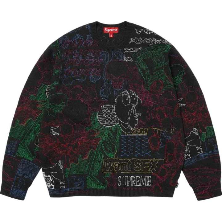 Supreme Supreme SS26 Collage Embroidered Sweater Unisex