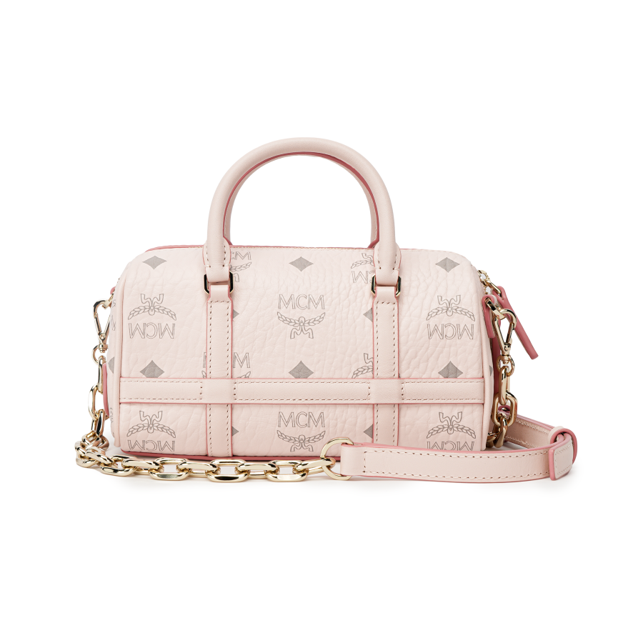 MCM Artificial Leather With Cow Leather Boston Bag, Shoulder Bag, Crossbody Bag, Handbag Mini Women's Pink