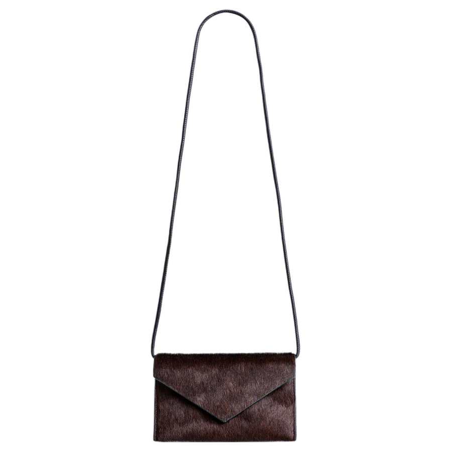 COS Cow Leather Shoulder Bag, Crossbody Bag Women's Dark Brown