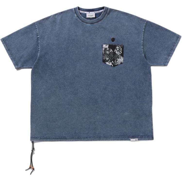 BAPE BLACK SS26 T Shirts Men's Marine Blue Crew Neck Moderate Straight Fit