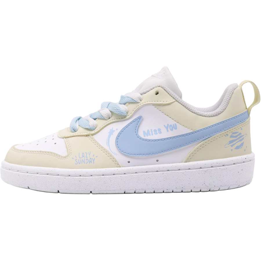 Nike Nike Court Borough Abrasion Resistant Breathable Low top Kids' Skateboarding Shoes Yellow Blue Teenagers
