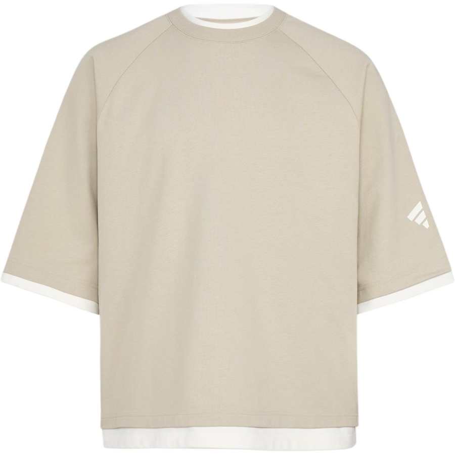 Adidas Adidas FOS T Shirts Men's Light Sesame Gray Crew Neck Moderate