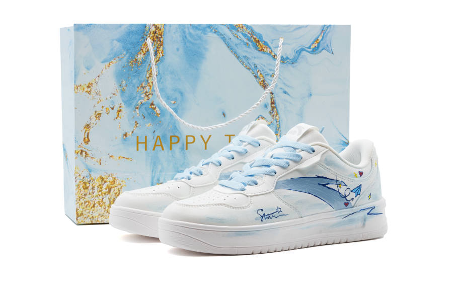 Anta Easy Cushioning Abrasion Resistant Low top Skateboard Shoes Women's White Blue