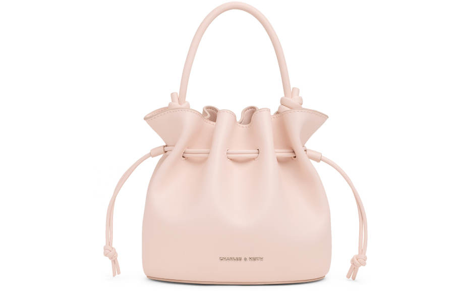 CHARLES&KEITH Pu Handbag Small Women's Cream Milk White/Black/Soft Pink Light Pink