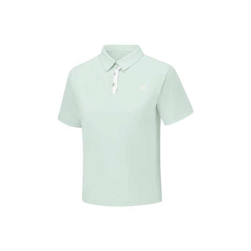 Skechers Polo Shirts Women's Ice Green/002S Polo Collar Moderate Straight Fit