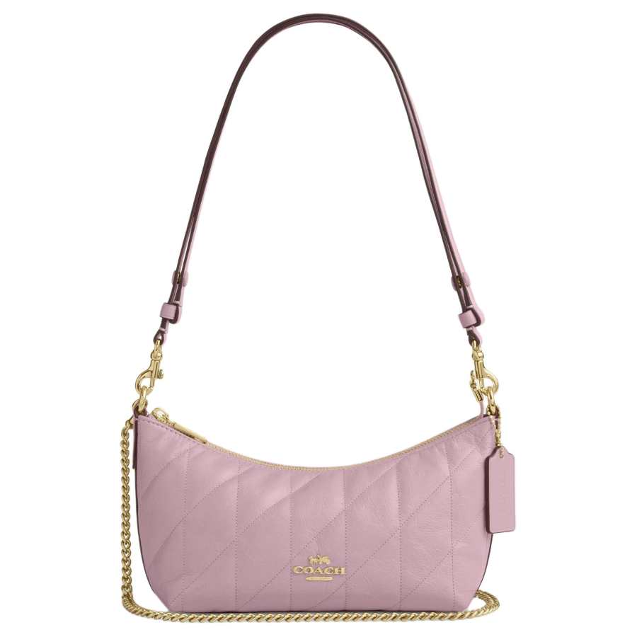COACH Cow Leather Portable Crossbody Bag, Shoulder Bag Medium Women's Carnation Color