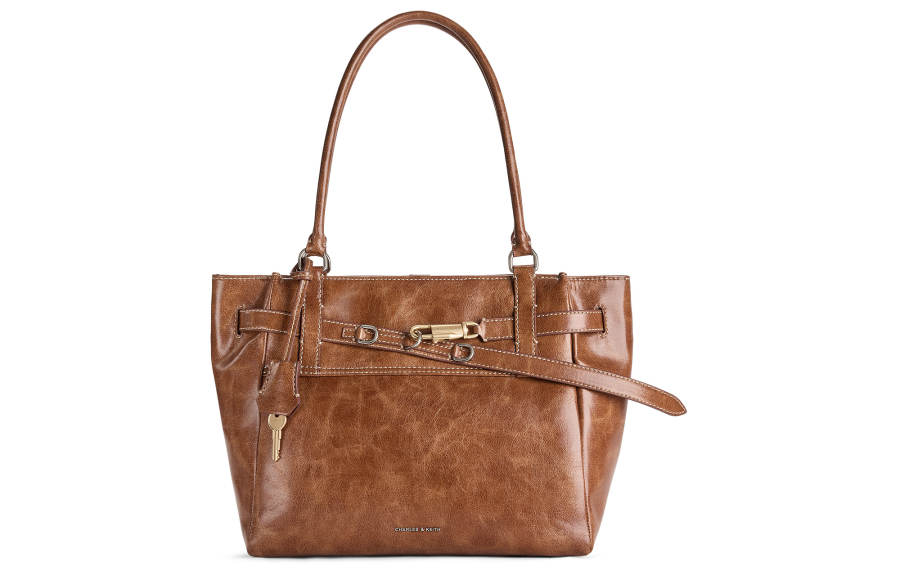 CHARLES&KEITH Pu Shoulder Bag Large Women's Vintage Tanned/Black