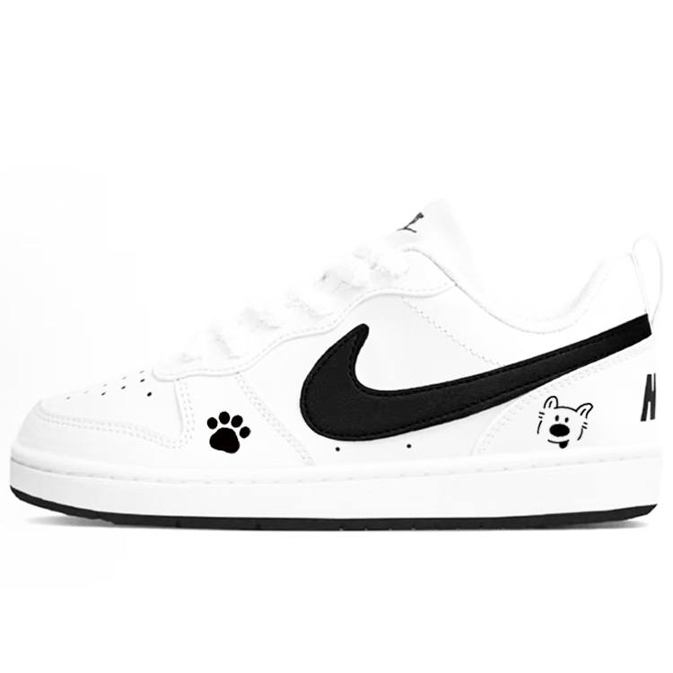 Nike Nike Court Borough Paw Little Puppy Synthetic Leather Cushioning Abrasion Resistant Low top Skateboard Shoes White