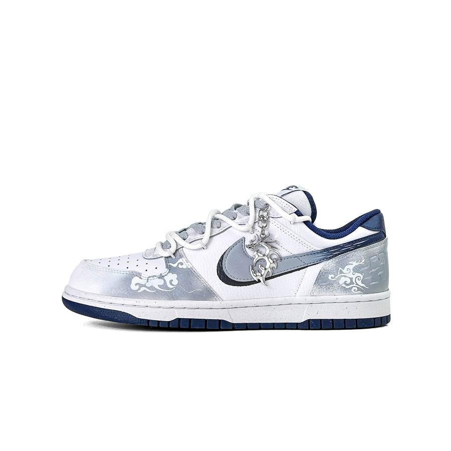 Nike Nike Big Leather Slip Resistant Cushioning Low top Skateboard Shoes Men's Gray White