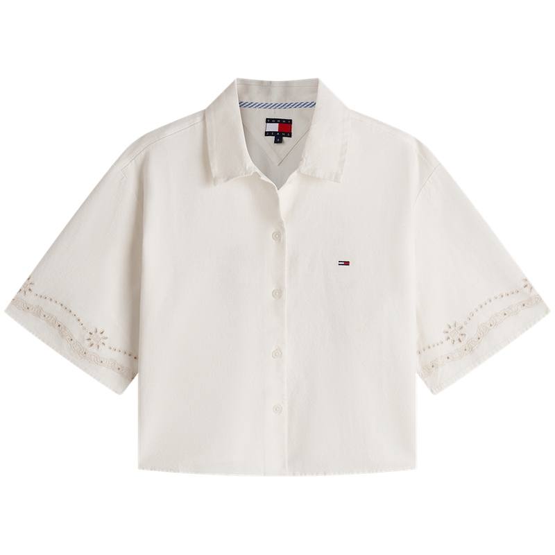 Tommy Hilfiger Shirts Women's Ecru YBH Lapel Moderate Shirt