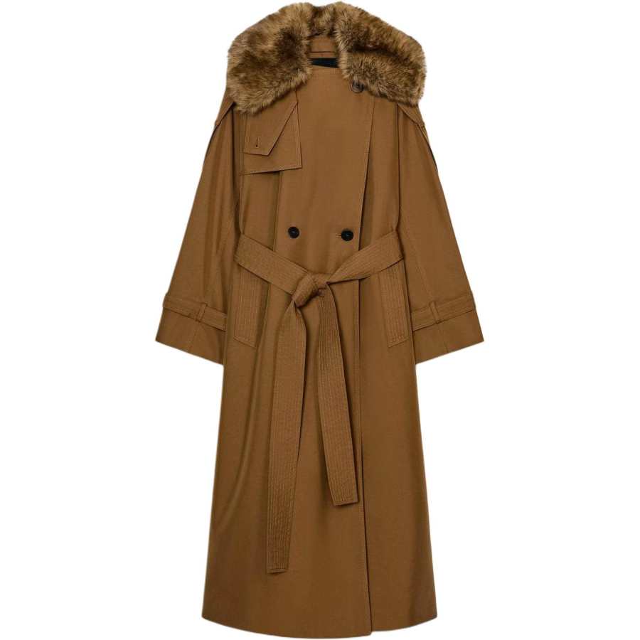 ZARA Trench Coats Women's Brown Lapel Moderate Other