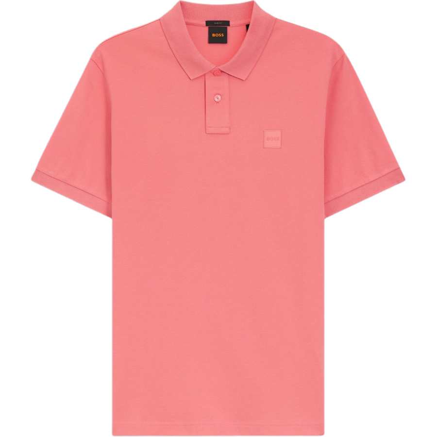 HUGO BOSS Polo Shirts Men's Pink Polo Collar Moderate Straight Fit
