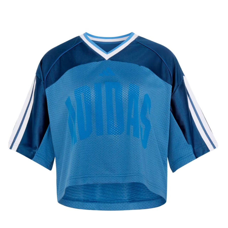 Adidas Adidas T Shirts Women's Dark Gas Blue/Bright Blue/White V Neck