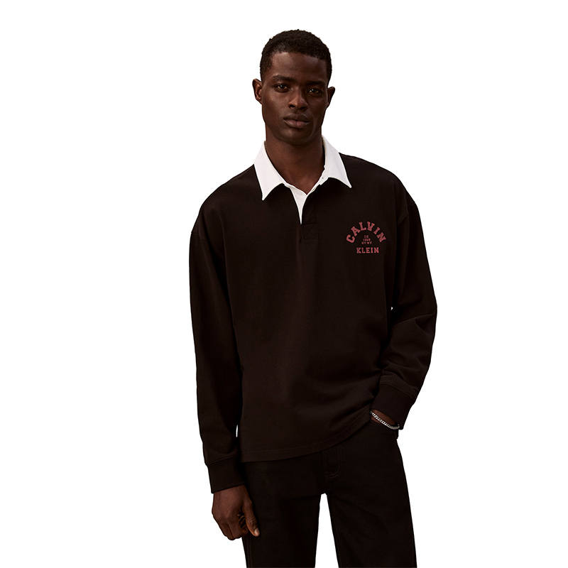 Calvin Klein Polo Shirts Men's UB1 Space Black Polo Collar Moderate