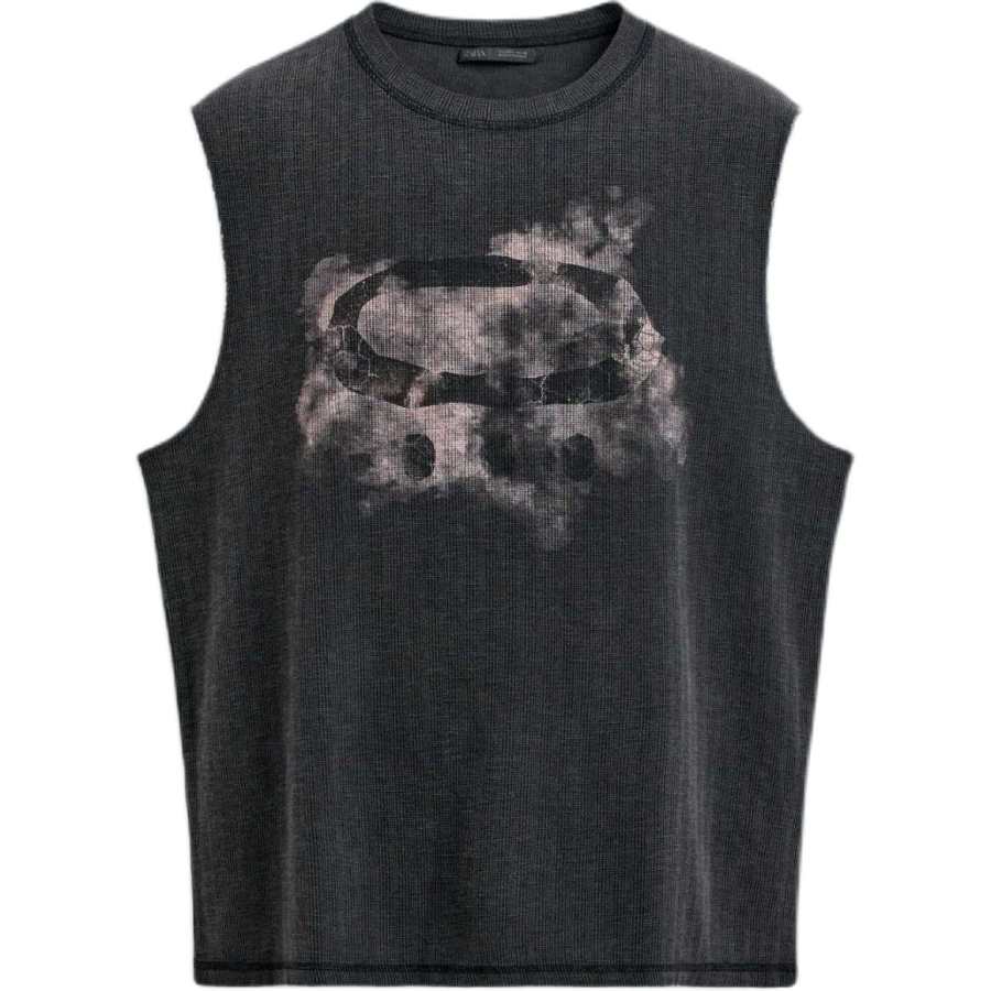 ZARA Tank Tops Men's Black Crew Neck Moderate Other
