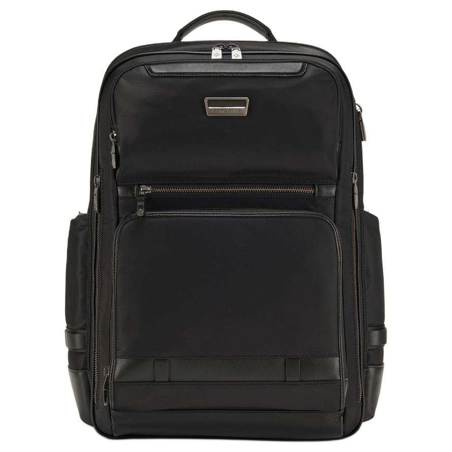 Samsonite SAMSONITE Fabric With Synthetic Leather And Cow Leather Backpack Large Men's Black