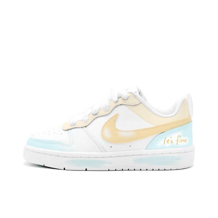 Nike Nike Court Borough 2 Sunshine Custard, Kung Fu Rabbit Leather Cushioning Abrasion Resistant Slip Resistant Low top