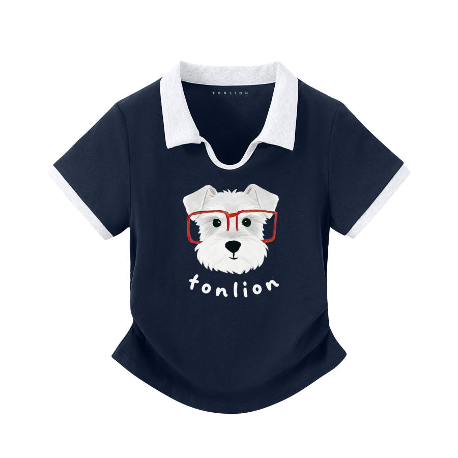 Tonlion T Shirts Women's Polo Collar Moderate Nipped In Waist