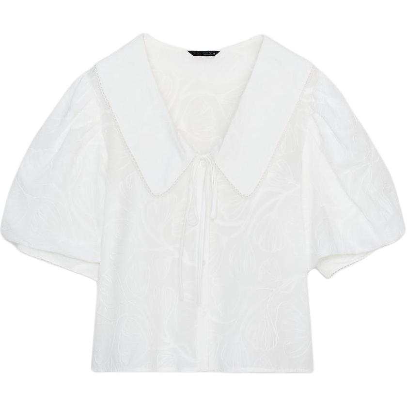 ZARA Shirts Women's White Lapel Moderate