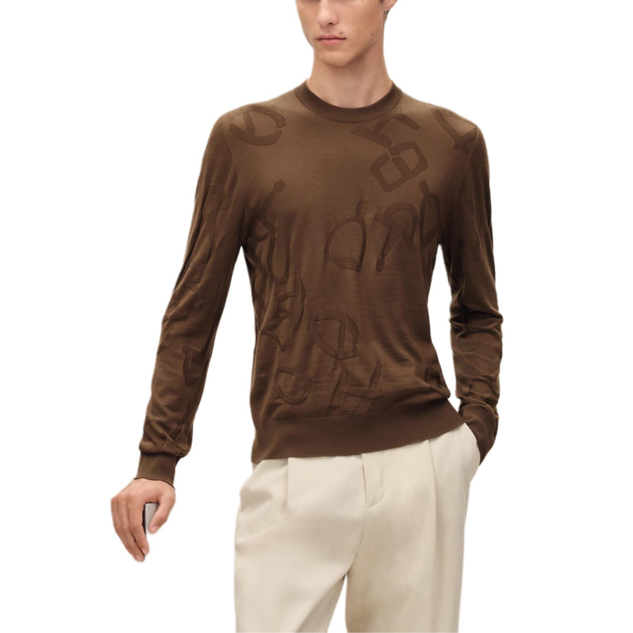 HERMES HERMES Sweaters Men's Caramel Crew Neck Moderate