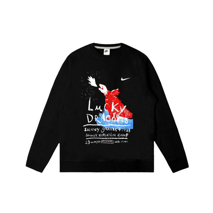 Nike Nike Club Sweatshirts Men's Black Crew Neck Moderate Regular