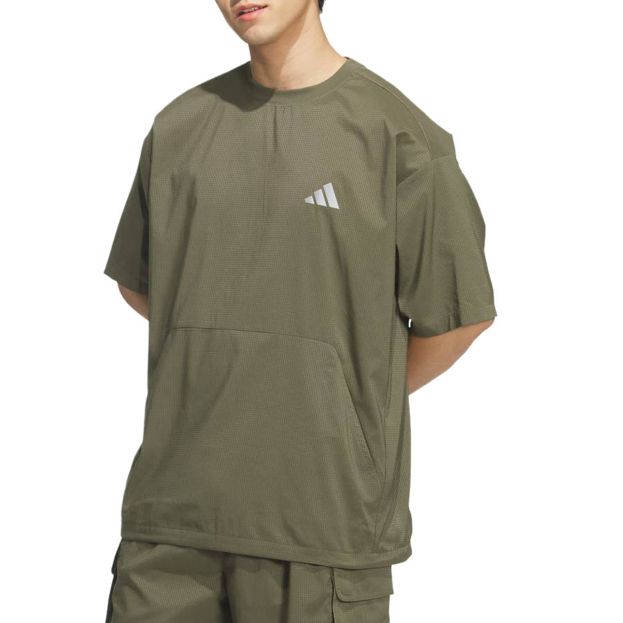 Adidas Adidas T Shirts Men's Olive Green Crew Neck Moderate Straight Fit