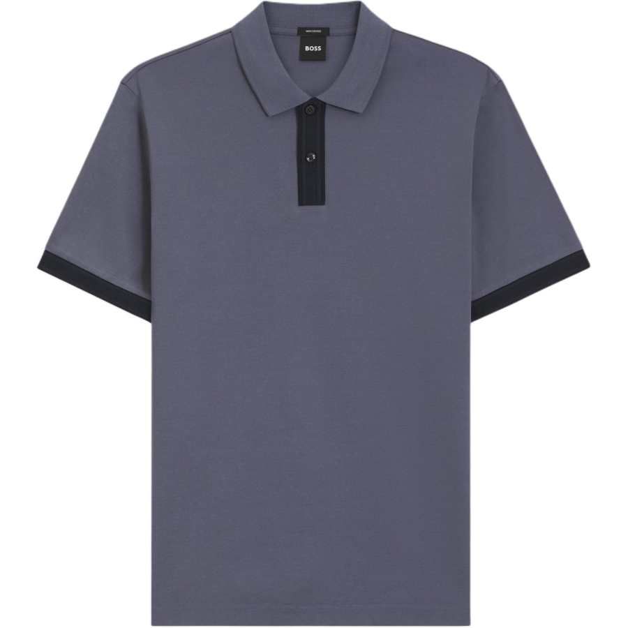 HUGO BOSS Polo Shirts Men's Light Blue Polo Collar Moderate Straight Fit