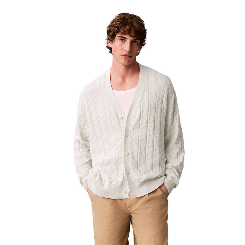 Calvin Klein Knitwear Men's YAS Ivory V Neck Moderate Cardigan