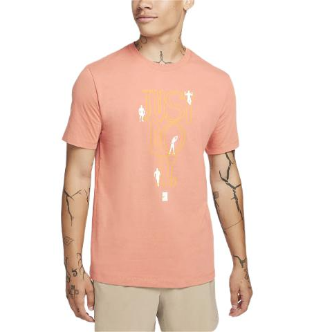 Nike Nike T Shirts Men's Peach Crew Neck Moderate Straight Fit