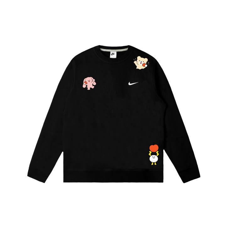 Nike Nike Club Sweatshirts Men's Black Crew Neck Moderate Regular