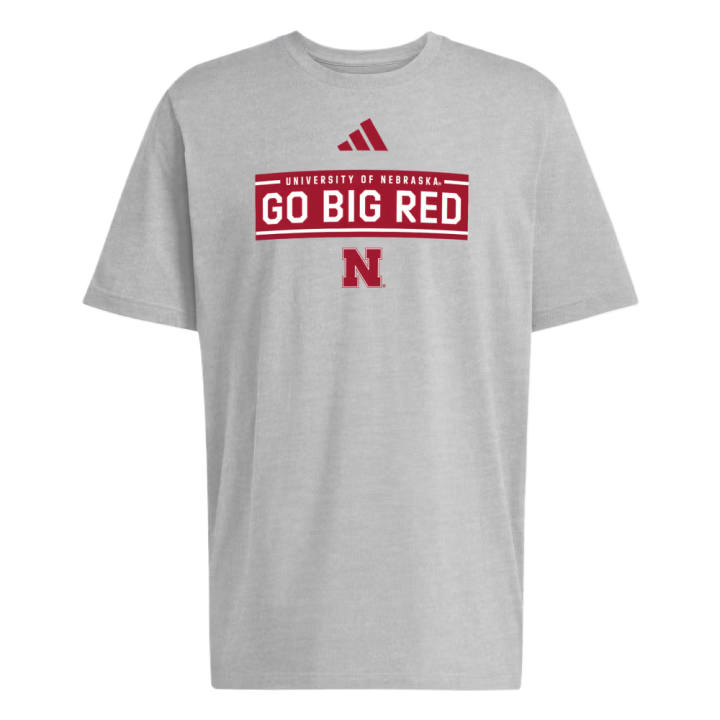 Adidas Adidas T Shirts Men's Medium Gray Heather Gray/Nebraska Crew Neck Moderate