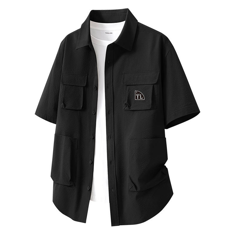 Tonlion Shirts Unisex Lapel Moderate Workwear
