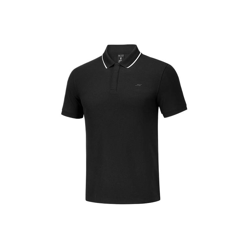 Skechers Polo Shirts Men's Carbon Black/0018 Polo Collar Moderate