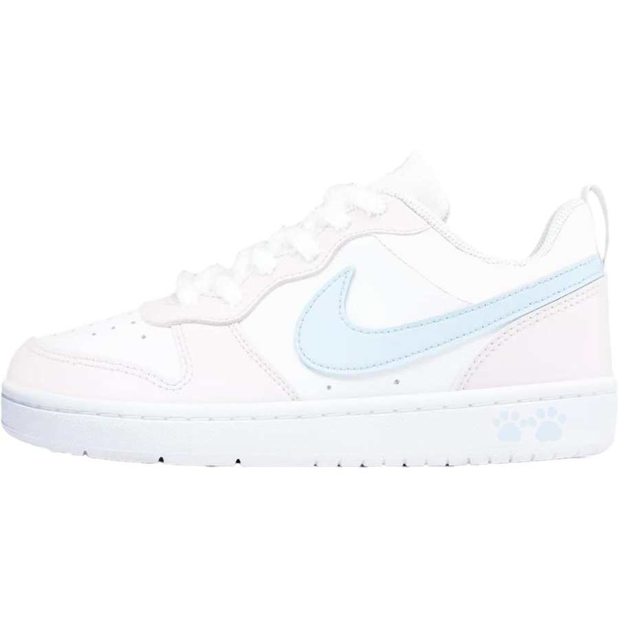 Nike Nike Court Borough Pink Blue Paw Synthetic Leather Cushioning Abrasion Resistant Low top Skateboard Shoes White Unisex