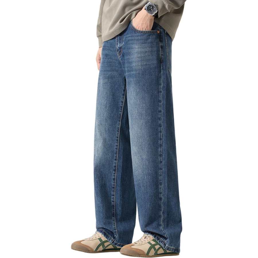 Tonlion Jeans Unisex Blue Moderate Wide Leg Pants