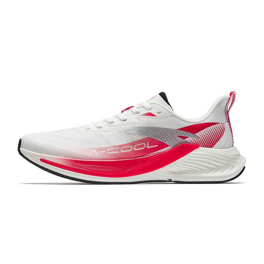 Anta Hydrogen Run Cool Textile, Rubber Low top Running Shoes Men's White Red Silver